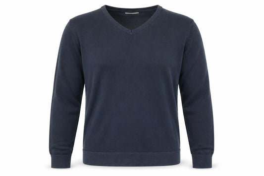 H.E. by Mango Men's Blue Cotton V-Neck Jumper Size L