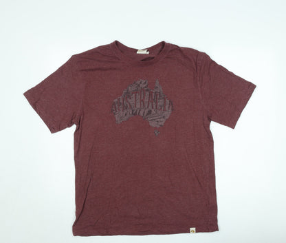 Pacific Creations Men's Red Classic Fit Australia Graphic T-Shirt Size M