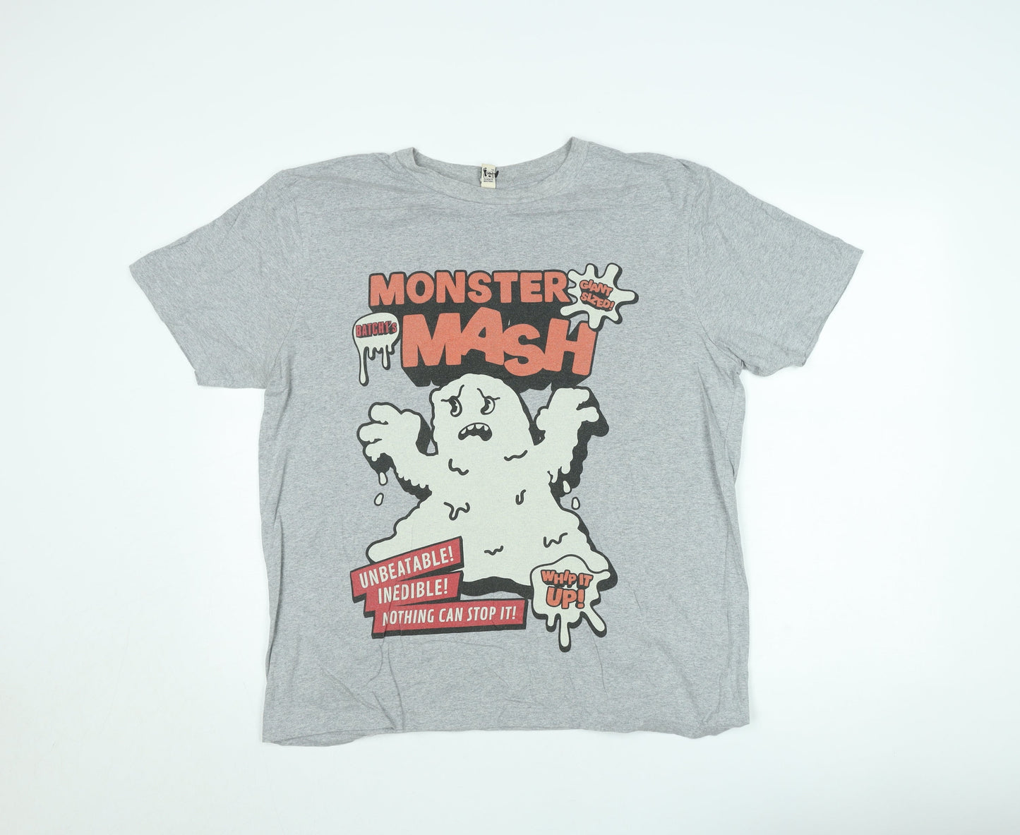 Earth Positive Men's Grey Monster Mash Graphic T-Shirt L
