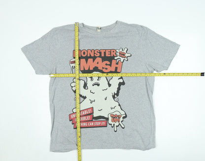 Earth Positive Men's Grey Monster Mash Graphic T-Shirt L