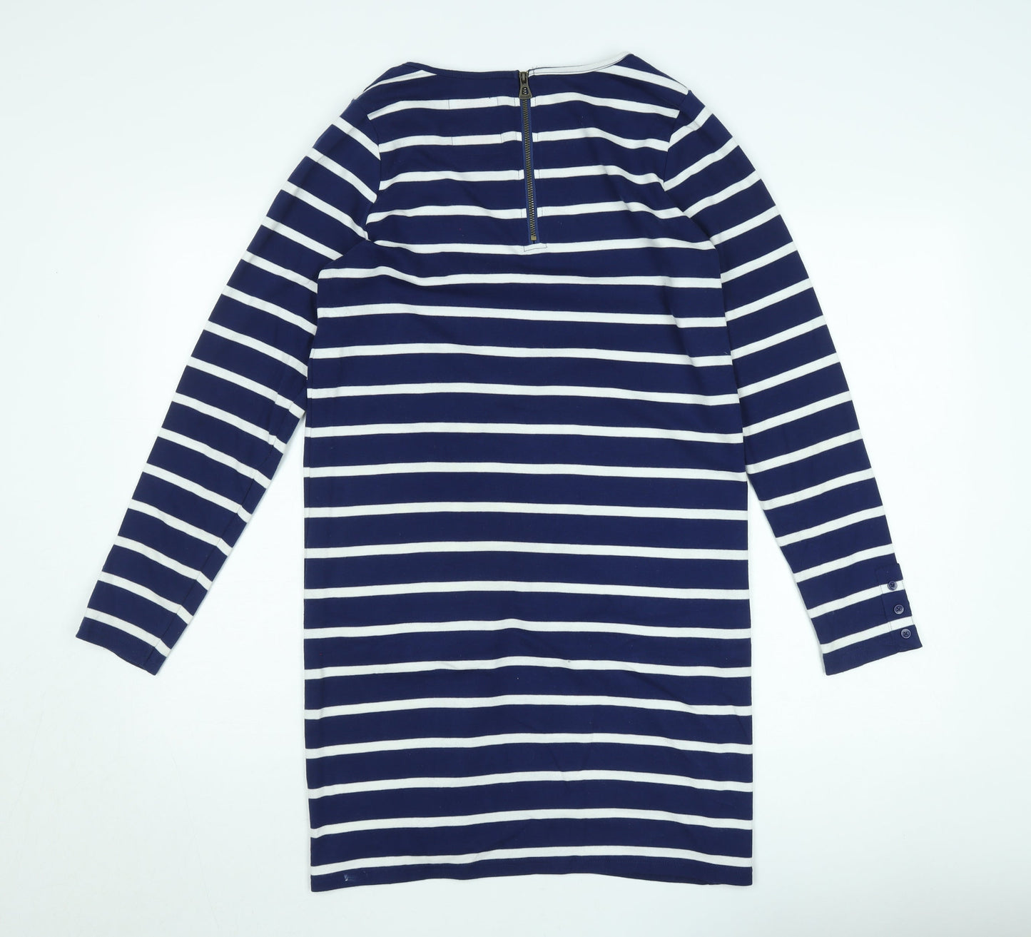 Kangol Women’s Blue White Striped Shift Dress Size 10 Long Sleeve Casual