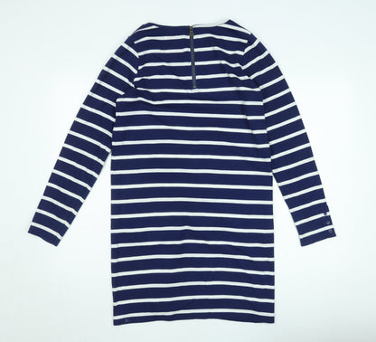 Kangol Women’s Blue White Striped Shift Dress Size 10 Long Sleeve Casual