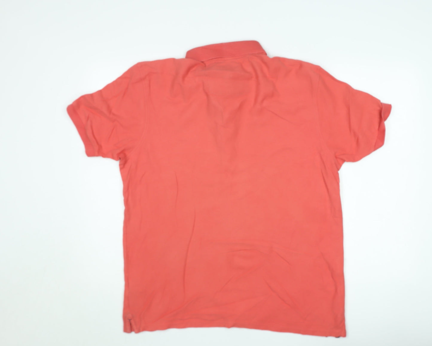 Marks and Spencer Men's Red Cotton Regular Fit Polo Shirt L