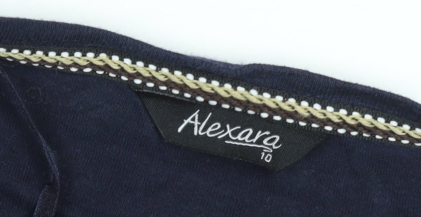 Alexara Women’s Black Rhinestone 3/4 Sleeve Cotton Top Size 10
