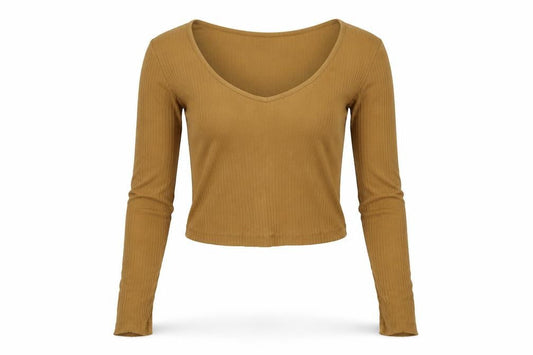Topshop Women’s Beige Ribbed Long Sleeve Scoop Neck Jumper Size 10