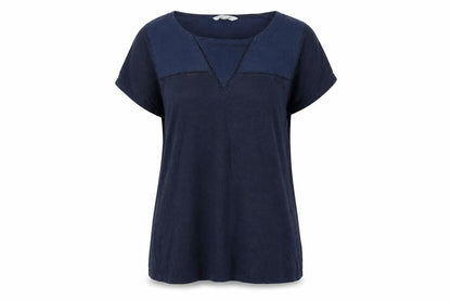 White Stuff Women's Blue Short Sleeve Cotton Lyocell Blouse Size 12