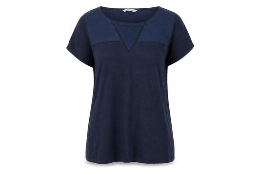 White Stuff Women's Blue Short Sleeve Cotton Lyocell Blouse Size 12