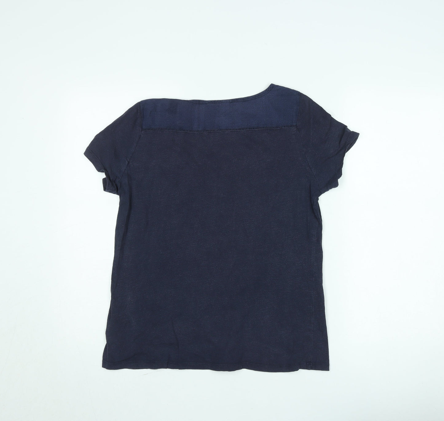 White Stuff Women's Blue Short Sleeve Cotton Lyocell Blouse Size 12