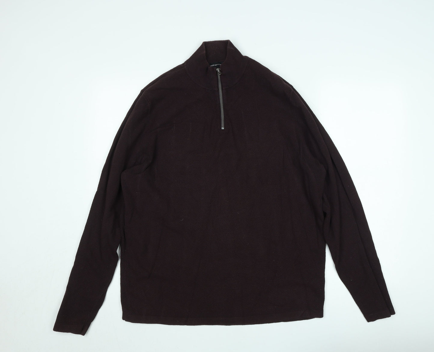 Red Herring Mens Brown XL 1/2 Zip Mock Neck Knit Sweatshirt