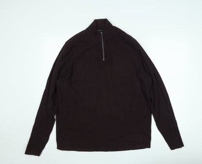 Red Herring Mens Brown XL 1/2 Zip Mock Neck Knit Sweatshirt