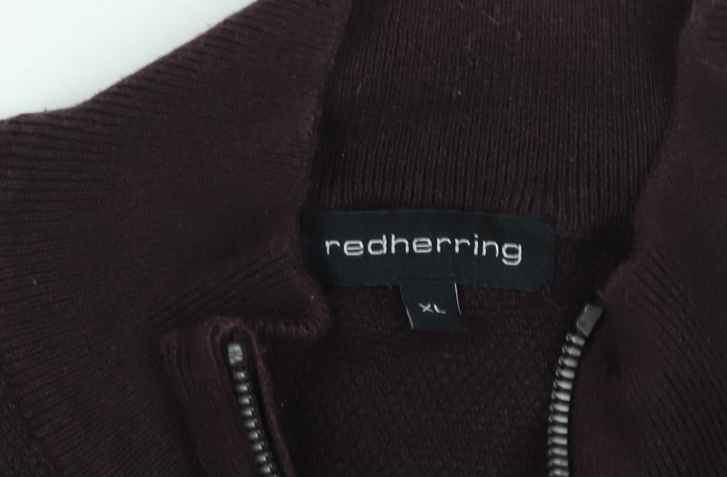 Red Herring Mens Brown XL 1/2 Zip Mock Neck Knit Sweatshirt