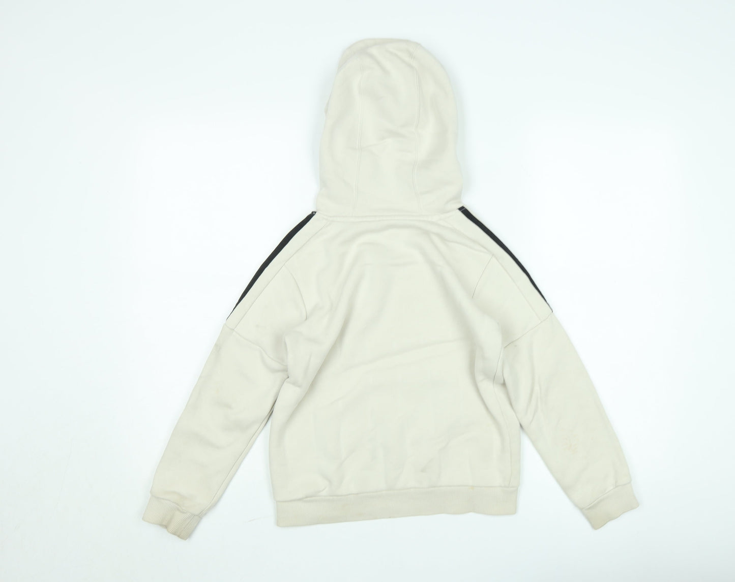 Adidas Boys Beige Pullover Hoodie 10 Years Fleece Hooded Sweatshirt