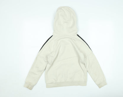 Adidas Boys Beige Pullover Hoodie 10 Years Fleece Hooded Sweatshirt
