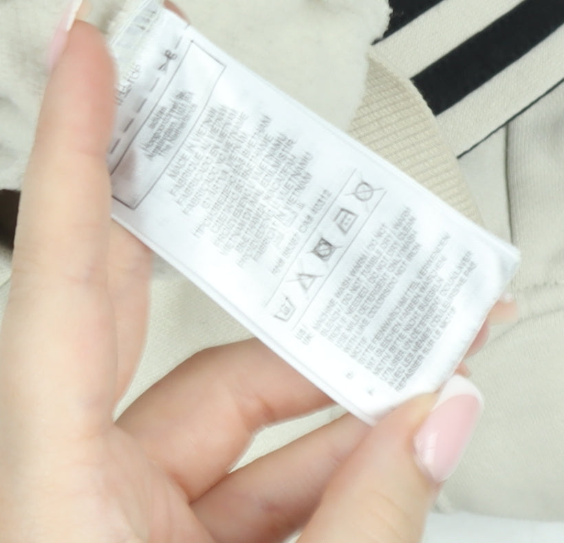 Adidas Boys Beige Pullover Hoodie 10 Years Fleece Hooded Sweatshirt