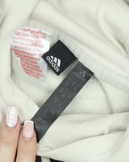 Adidas Boys Beige Pullover Hoodie 10 Years Fleece Hooded Sweatshirt