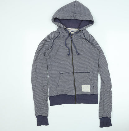 Jack Wills Women's Blue Striped Full Zip Hoodie Jumper Size 10