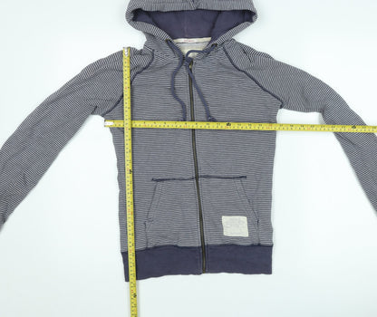 Jack Wills Women's Blue Striped Full Zip Hoodie Jumper Size 10