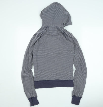Jack Wills Women's Blue Striped Full Zip Hoodie Jumper Size 10