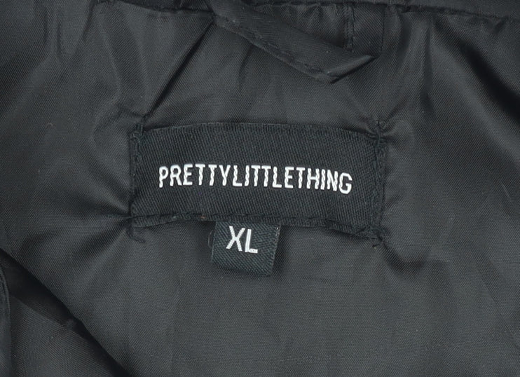 PrettyLittleThing Women’s Black Puffer Waistcoat XL Casual Zip Up