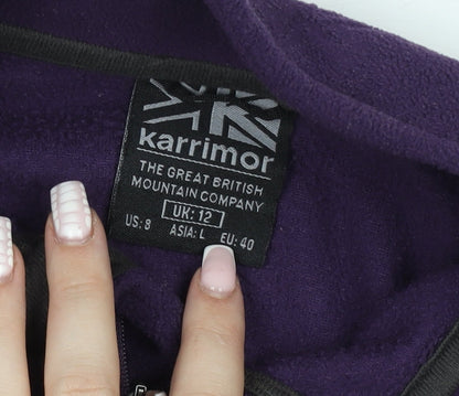 Karrimor Women's Purple 1/4 Zip Fleece Sweatshirt UK 12 Outdoor Hiking