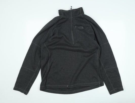 The North Face Men's Grey Fleece 1/4 Zip Pullover Sweatshirt M