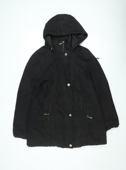 Klassik Womens Black Size 12 Hooded Parka Coat