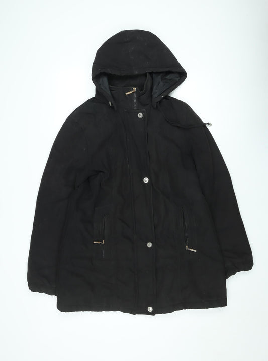 Klassik Womens Black Size 12 Hooded Parka Coat