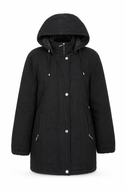 Klassik Womens Black Size 12 Hooded Parka Coat