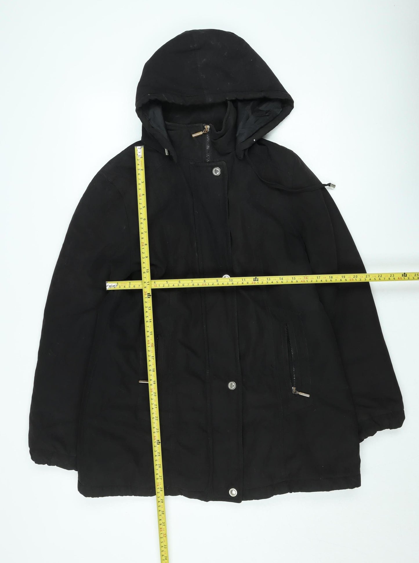 Klassik Womens Black Size 12 Hooded Parka Coat