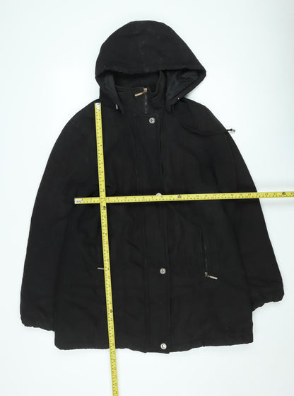 Klassik Womens Black Size 12 Hooded Parka Coat