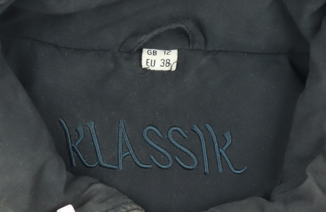 Klassik Womens Black Size 12 Hooded Parka Coat