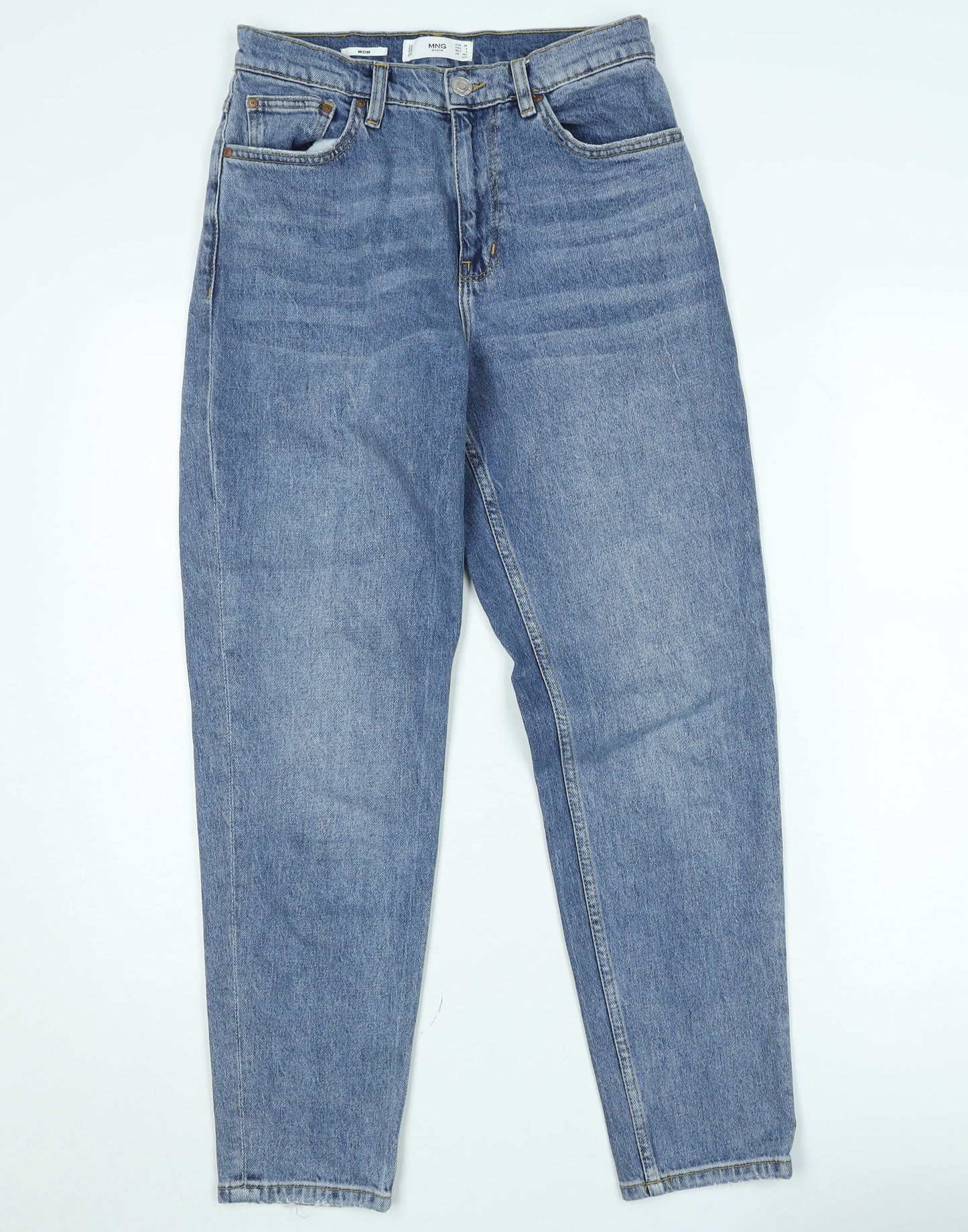 MNG Women Blue High Rise Mom Jeans Size 8 Denim Regular Fit