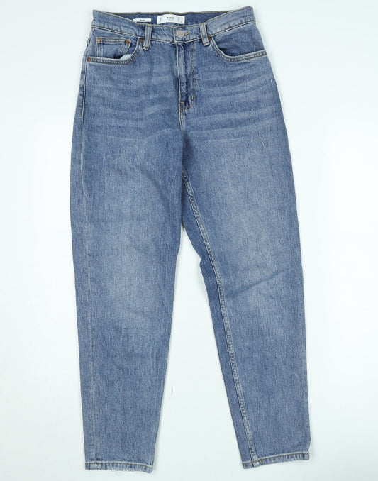 MNG Women Blue High Rise Mom Jeans Size 8 Denim Regular Fit