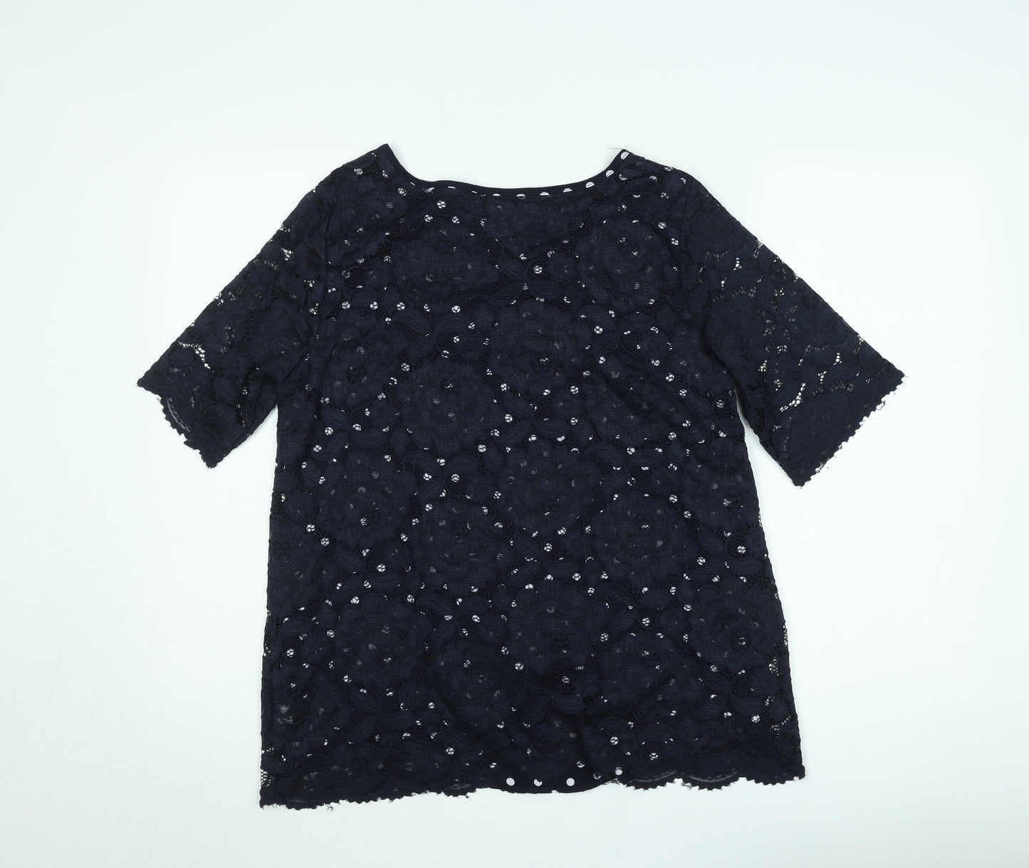 Gerard Women Black Lace Floral Short Sleeve Blouse Size 12