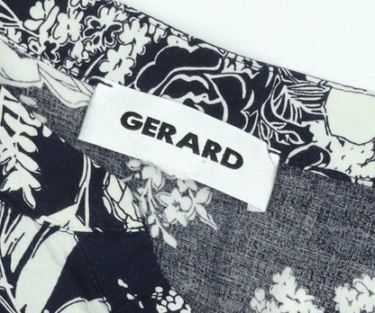 Gerard Womens Black Floral Tunic Blouse Size 12 Viscose 3/4 Sleeve