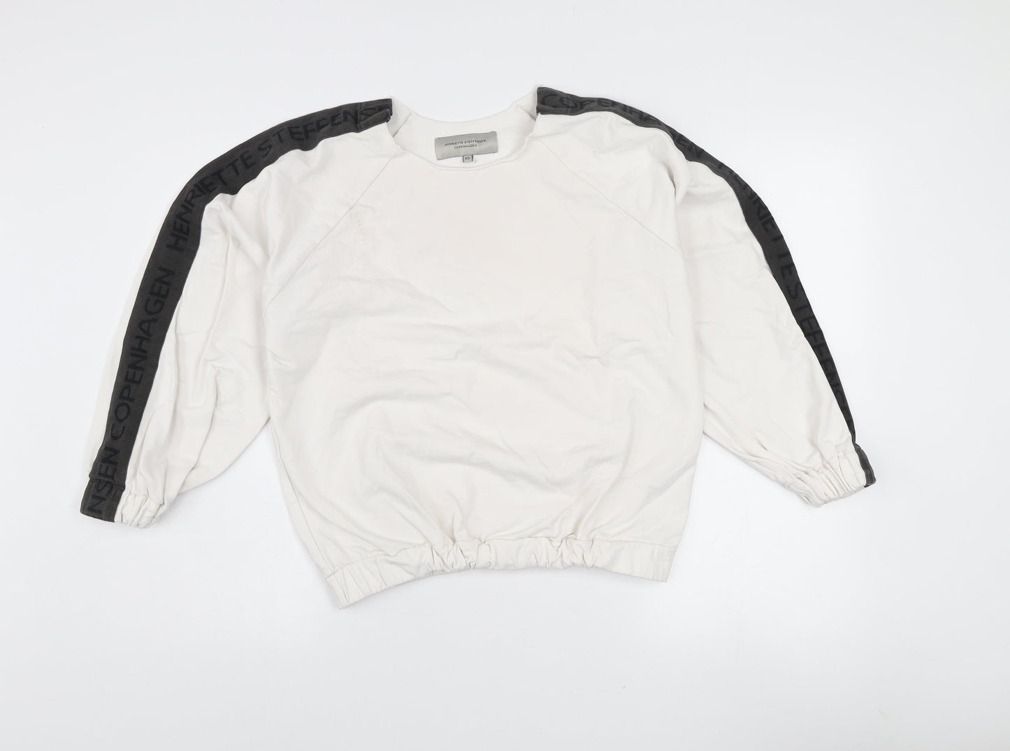 Henriette Steffensen Women White XS Logo Sleeve Pullover Sweatshirt
