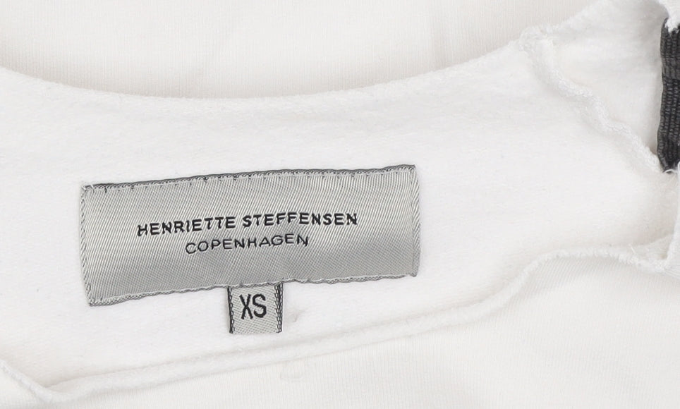 Henriette Steffensen Women White XS Logo Sleeve Pullover Sweatshirt