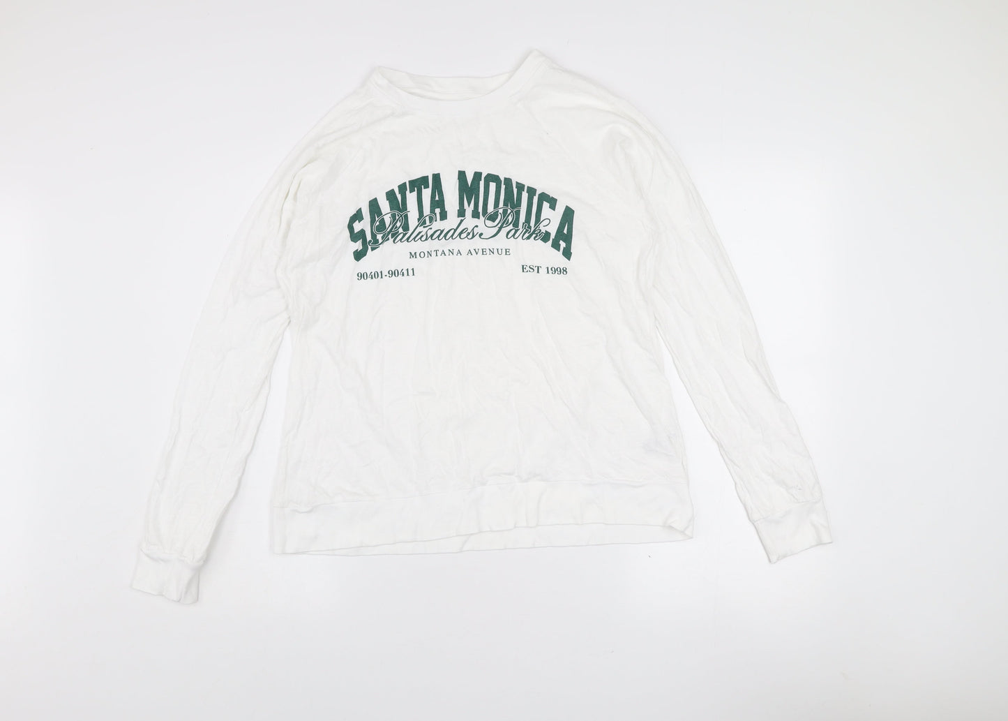 River Island Womens White Relaxed Long Sleeve Cotton T-Shirt Size 8