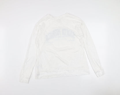 River Island Womens White Relaxed Long Sleeve Cotton T-Shirt Size 8
