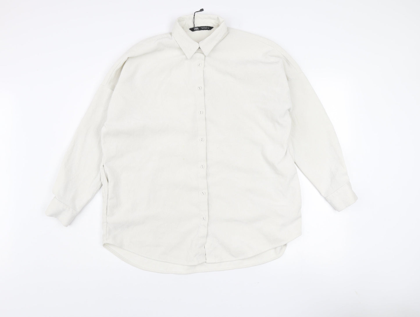 Zara Men’s White Long Sleeve Button-Up Shirt Size S Regular Fit