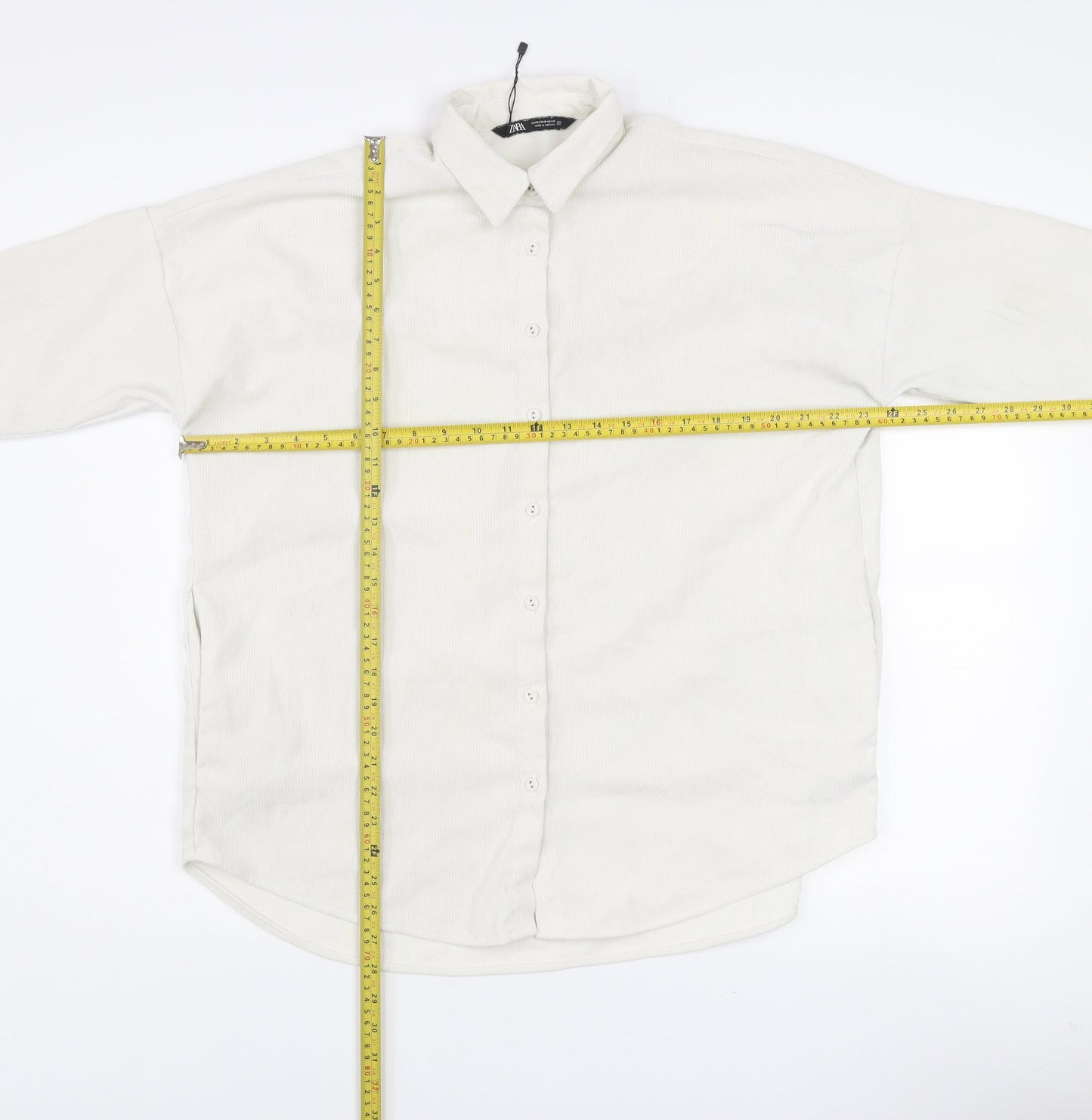 Zara Men’s White Long Sleeve Button-Up Shirt Size S Regular Fit