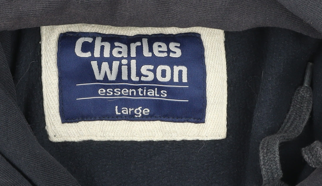 Charles Wilson Men's Blue Pullover Hoodie Large Cotton Blend