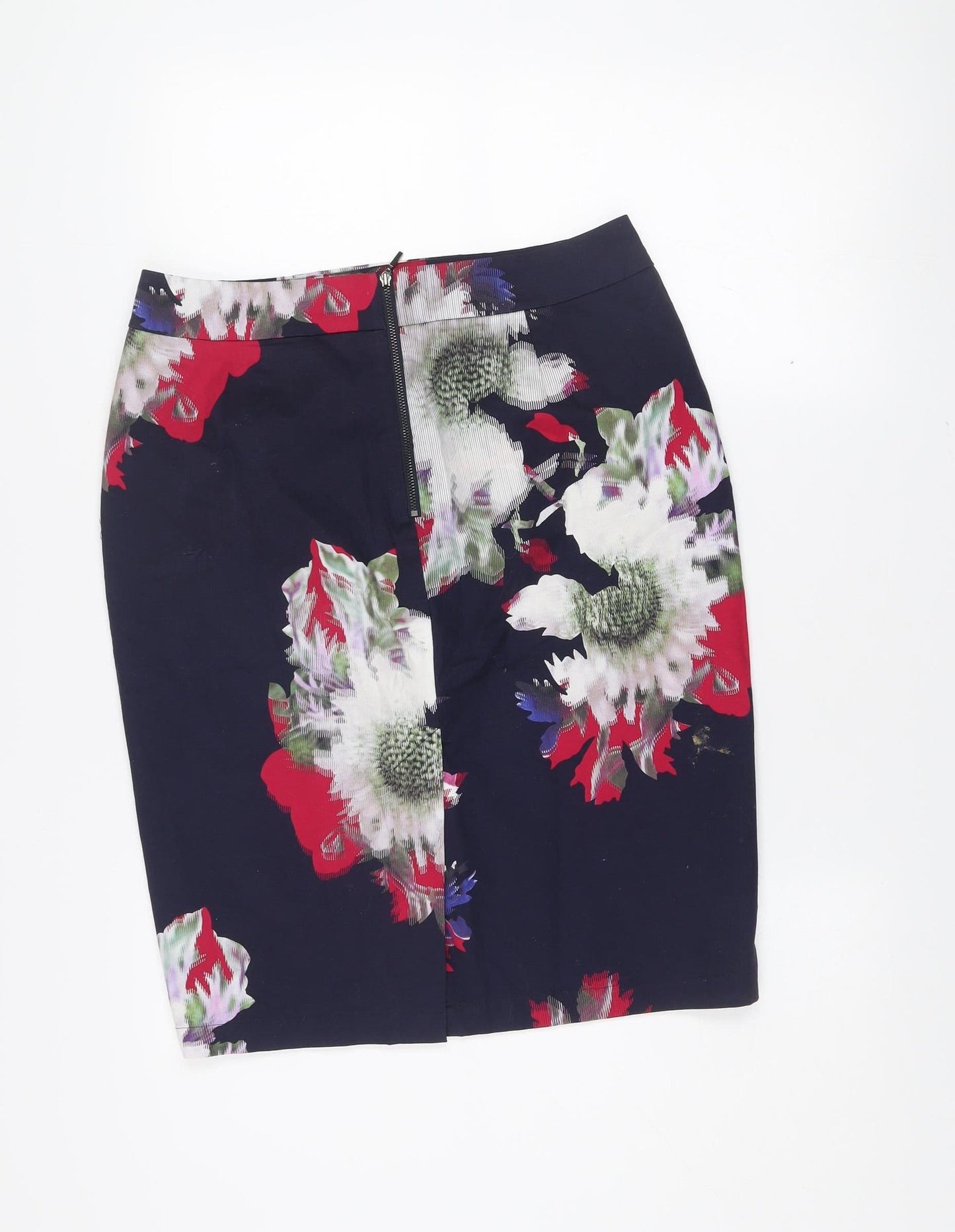 French Connection Women's Multicoloured Floral Cotton Pencil Skirt UK 12