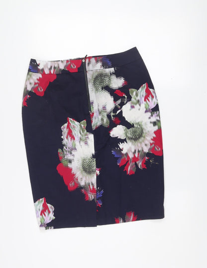 French Connection Women's Multicoloured Floral Cotton Pencil Skirt UK 12