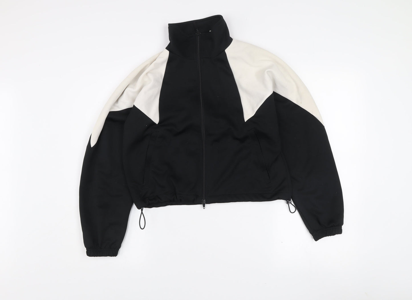 Adidas Womens Black & Ivory Full Zip Hoodie XS Classic Sportswear