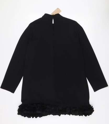 Gallery Women Black L Shift Dress Floral Trim Long Sleeve Size L