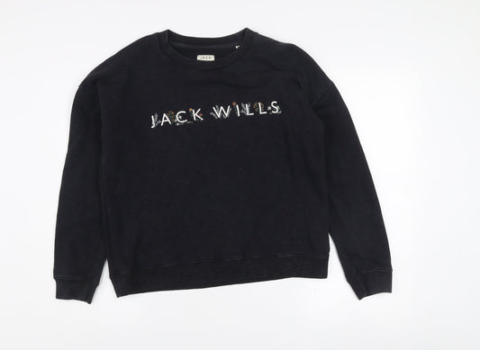 Womens UK Size 10 Jack Wills Black Pullover Sweatshirt
