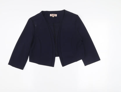 LilJen Women's Blue Cropped Shawl Blazer Size L Tailored Stretch