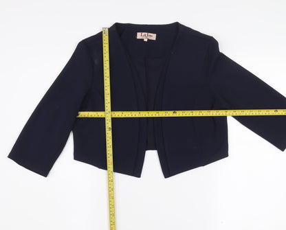 LilJen Women's Blue Cropped Shawl Blazer Size L Tailored Stretch