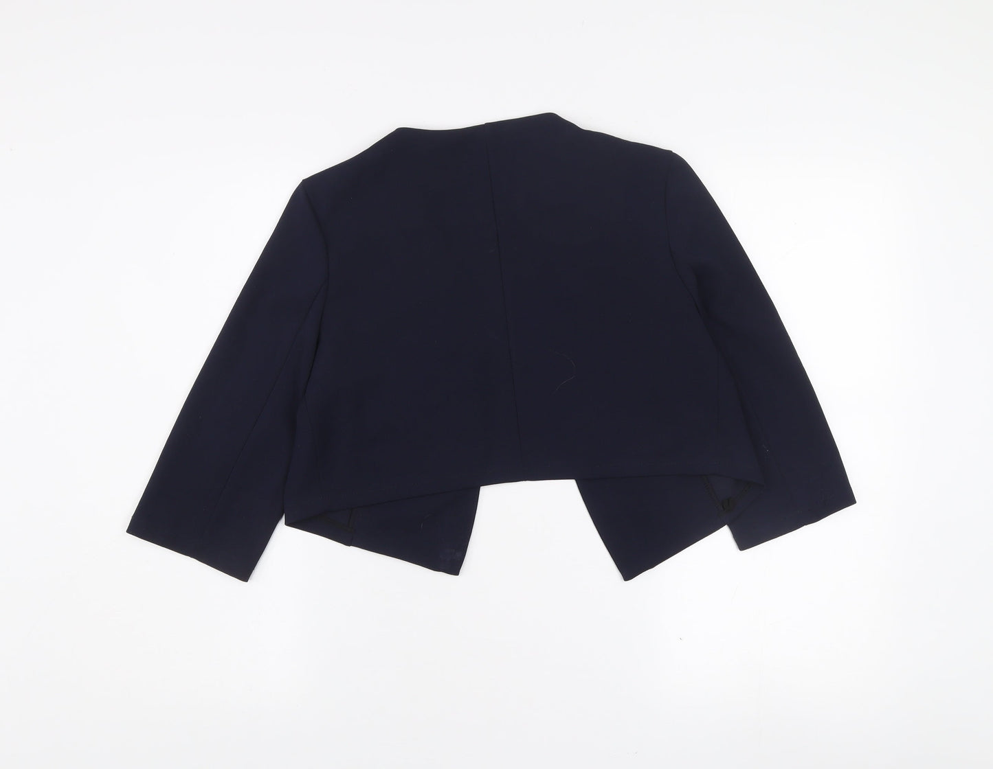 LilJen Women's Blue Cropped Shawl Blazer Size L Tailored Stretch